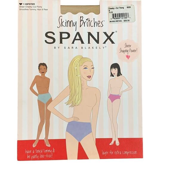 NIB SPANX Skinny Britches Nude Hipster Sheer Cheeky Cut Thong Panty - size 8 - Picture 1 of 8